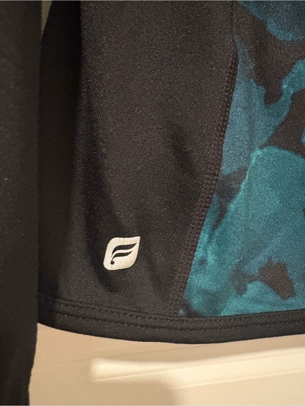 Fabletics Teal & Black Patterned Performance Jacket - Picture 5 of 7
